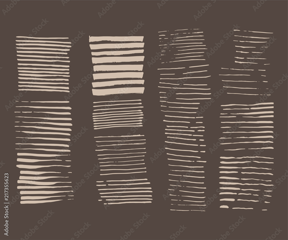 Fototapeta Abstract grunge design. Striped texture. Vector illustration set. Paintbrush line. Paint Stripes backdrop. Dry Brush Stroke and stretches. Isolated textured shape. Hand painted. Modern rough style.