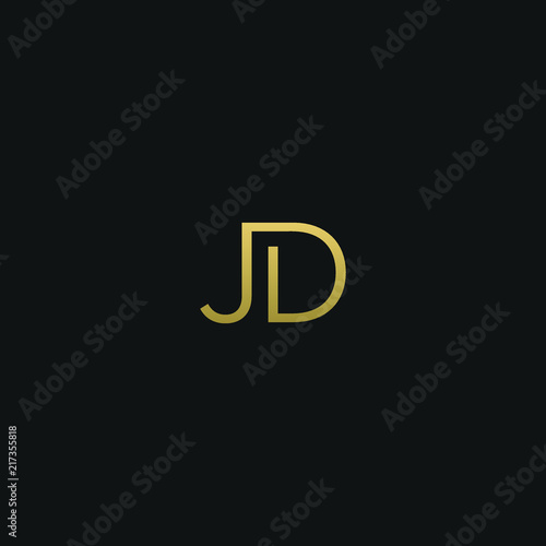 Modern creative elegant JD black and golden color initial based letter icon logo
