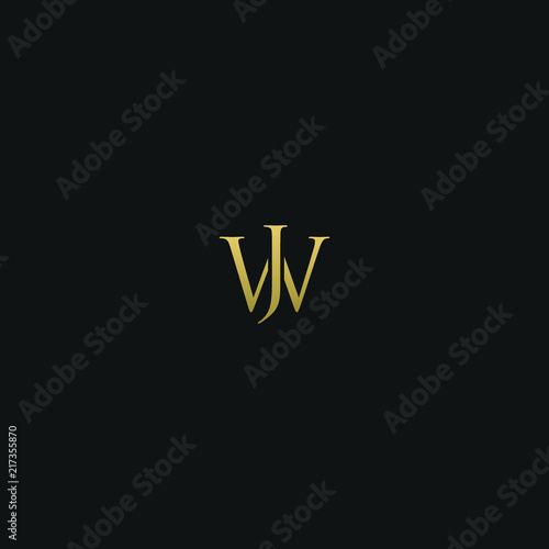 Modern creative elegant JW black and golden color initial based letter icon logo