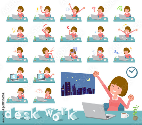 flat type Straight bangs hair women_desk work