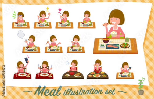 flat type Straight bangs hair women_Meal