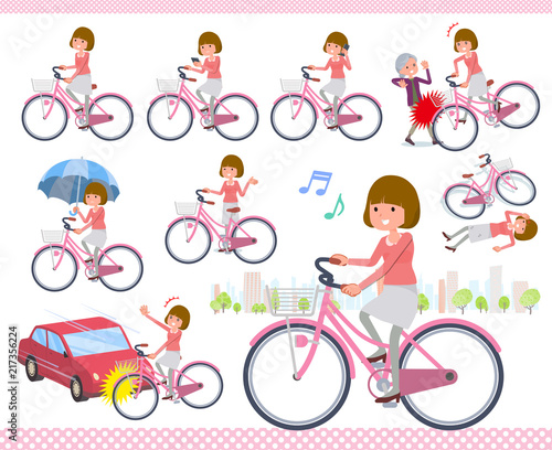 flat type Straight bangs hair women_city cycle