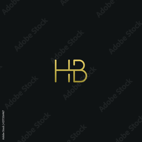 Modern creative elegant HB black and golden color initial based letter icon logo