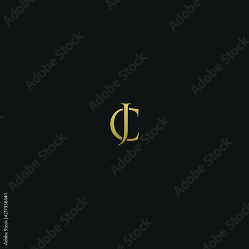 Modern creative elegant JC black and golden color initial based letter icon logo