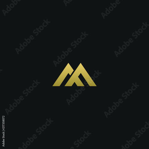 Modern creative elegant MF black and golden color initial based letter icon logo