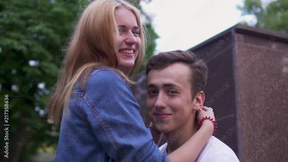 Couple in love in the park Couple in love in the park