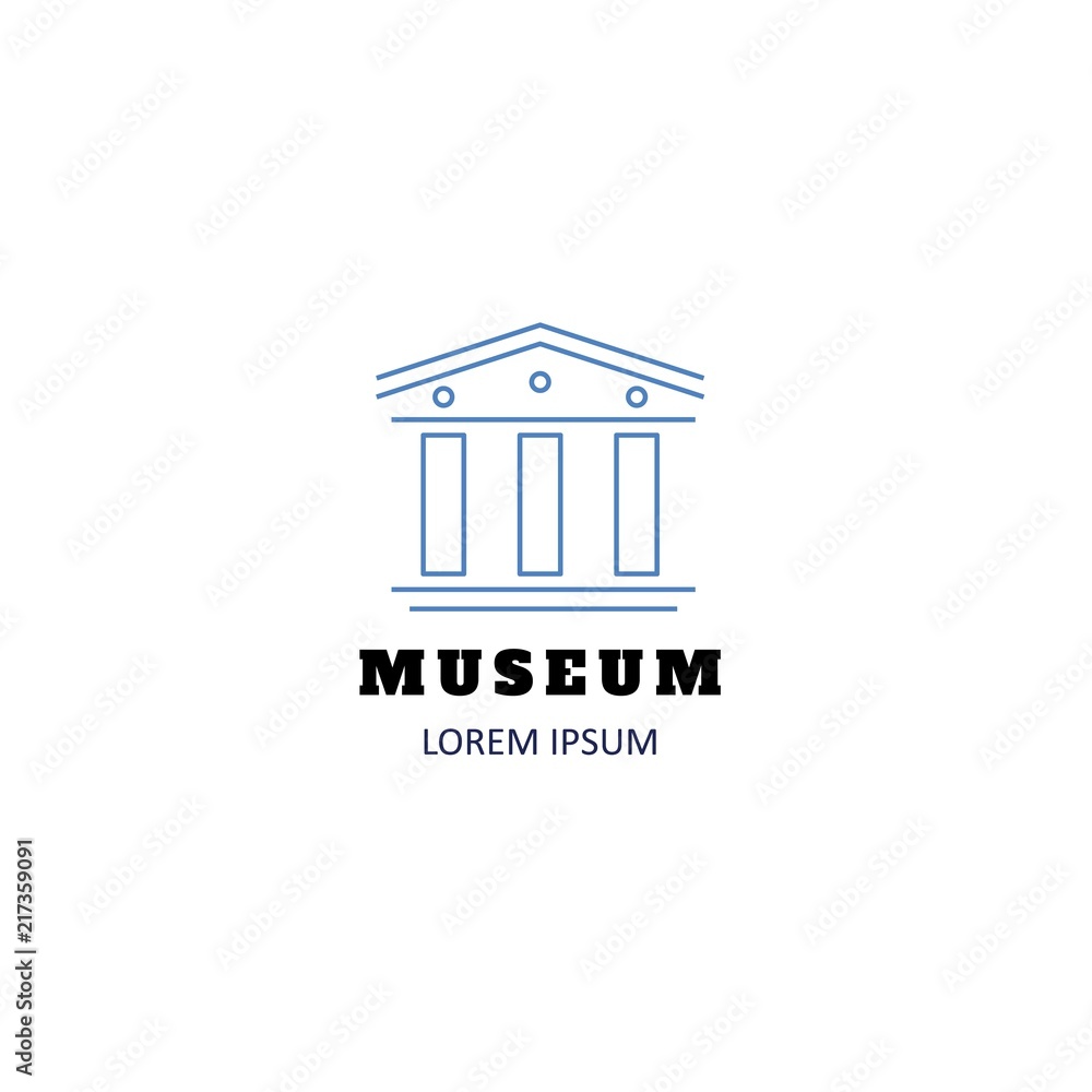 Modern museum logo. Design template, museum logo concept. Museum vector icon in thin linear style