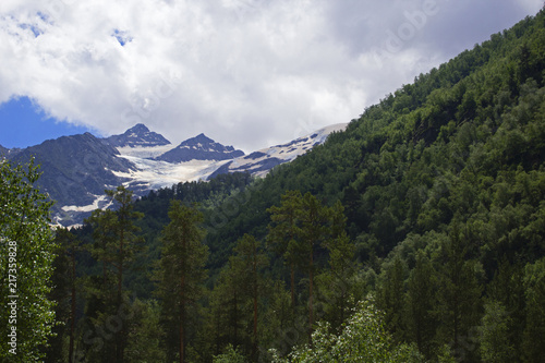 Pastoral view on mountains in valley near Elbrus © natabu