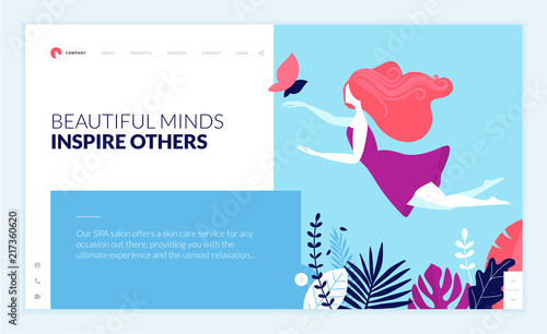 Web page design template for beauty, spa, wellness, natural products, cosmetics, body care, healthy life. Modern flat design vector illustration concept for website and mobile website development. 