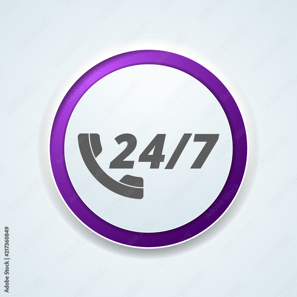 24 hours Support button illustration 24 hours Support button illustration