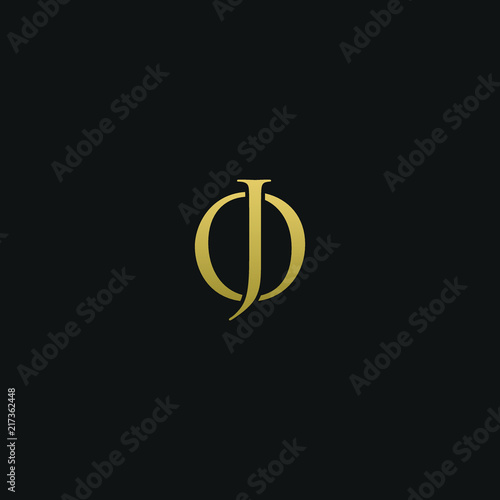 Unique modern elegant OJ black and gold color initial based letter icon logo