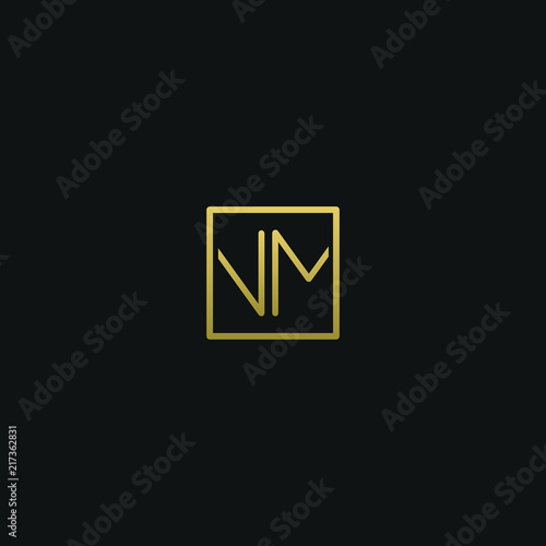 Unique modern elegant NM black and gold color initial based letter icon logo