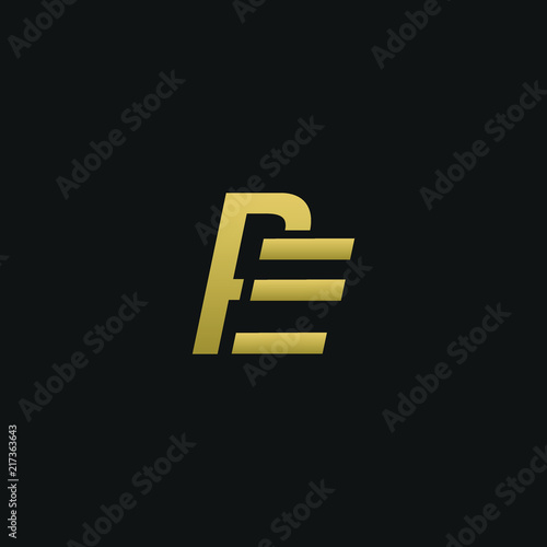 Unique modern elegant PE black and gold color initial based letter icon logo