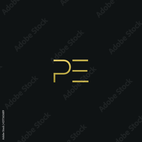 Unique modern elegant PE black and gold color initial based letter icon logo