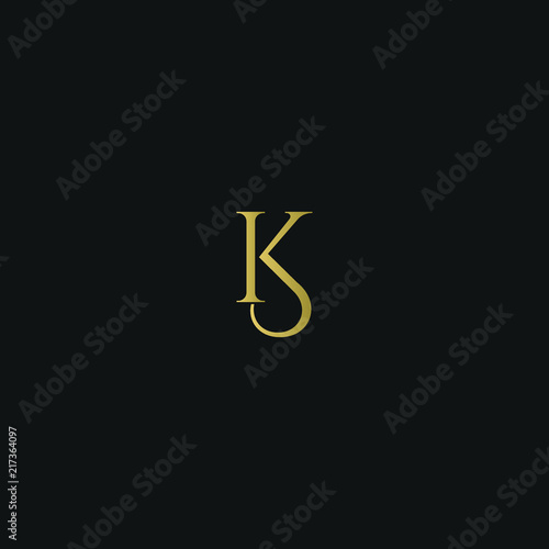 Unique modern elegant KS black and gold color initial based letter icon logo