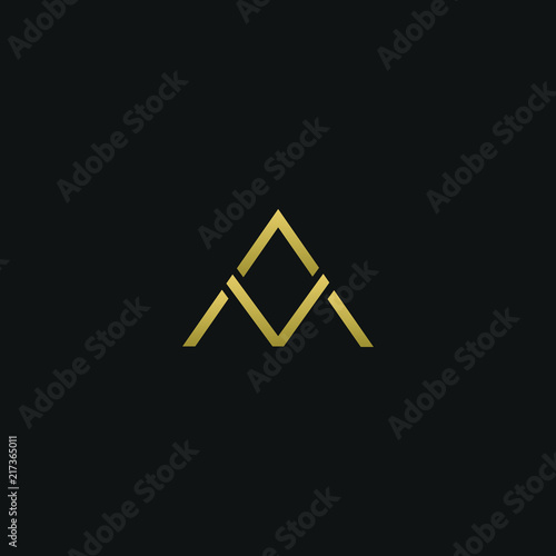 Unique modern elegant AV black and gold color initial based letter icon logo