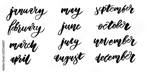 calendar Calligraphy Lettering Day Month Vector Brush