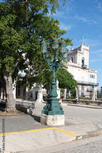 Historical lamp on square in Havana, Cuba
