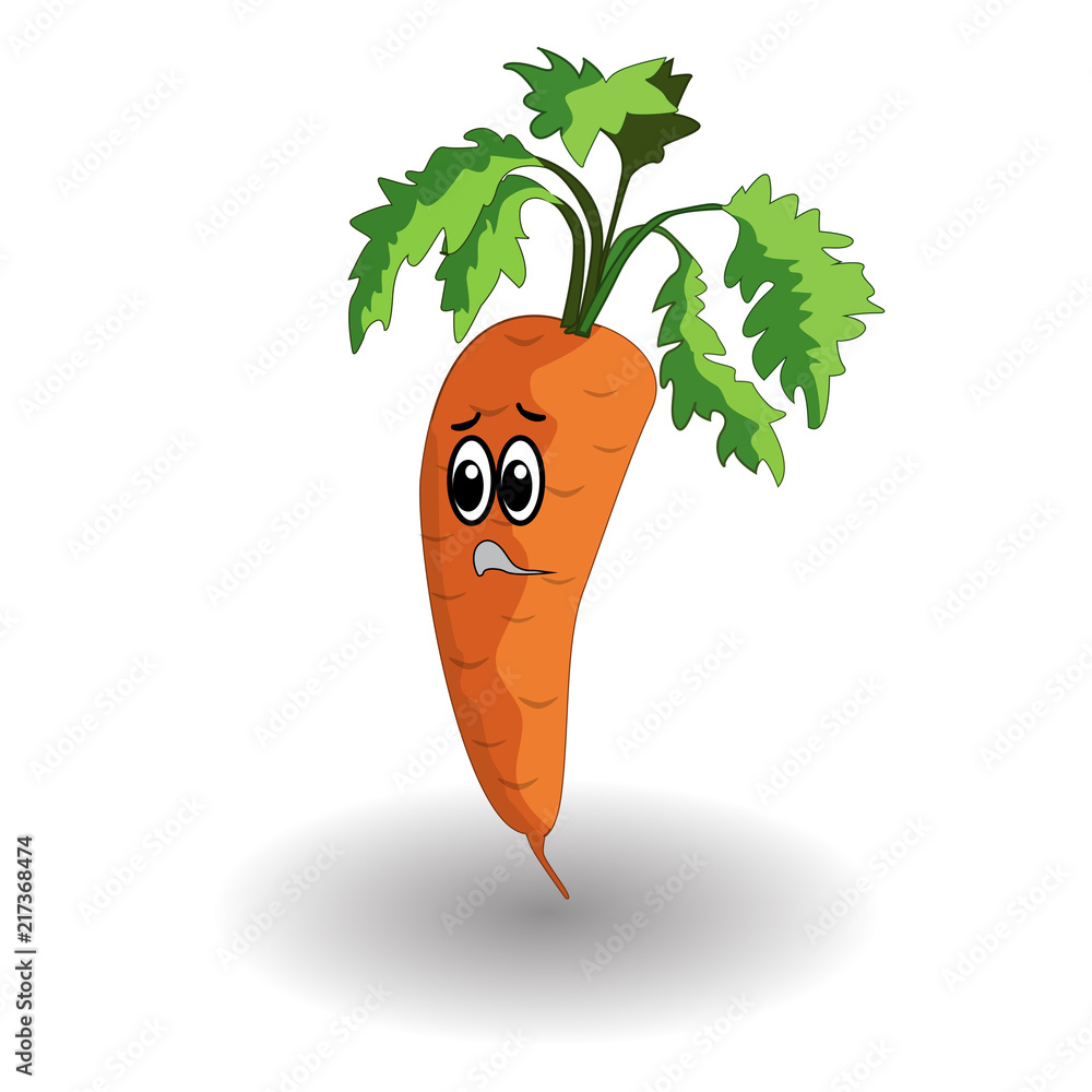Cartoon vegetable - carrot. Cute character vegetable carrot face isolated  on white background vector illustration. Funny carrot face icon vector. Cartoon  face food emoji. Stock Vector | Adobe Stock