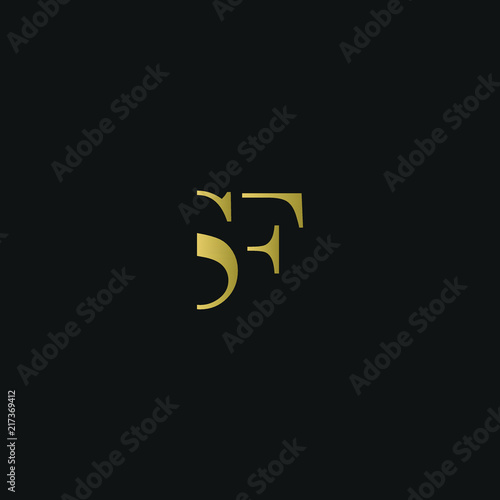 Modern creative elegant SF black and gold color initial based letter icon logo