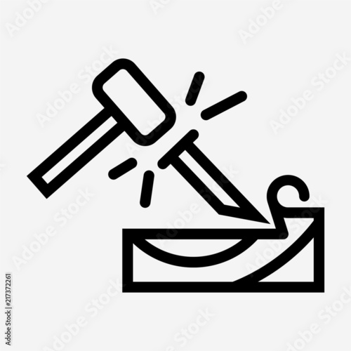 Outline woodworker pixel perfect vector icon