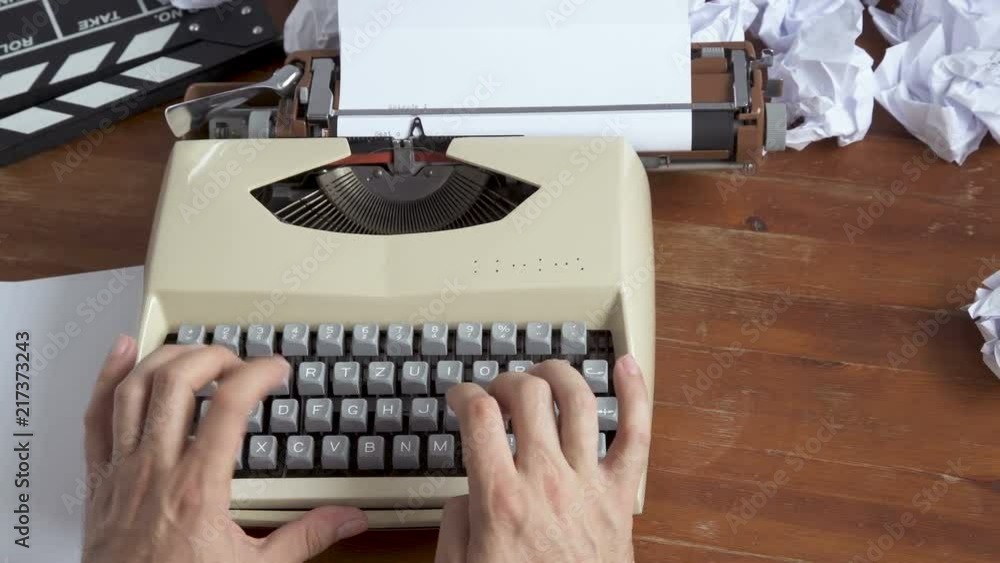 Writing a Screenplay on a retro typewriter. Concept Film production and