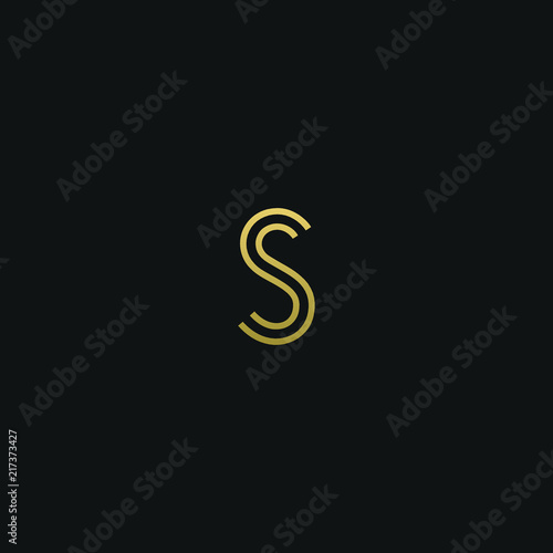 Unique modern trendy S black and gold color initial based icon logo.