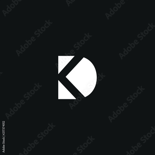 Unique modern trendy KD or DK black and white color initial based icon logo.