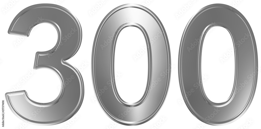 Numeral 300, three hundred, isolated on white background, 3d render Numeral 300, three hundred, isolated on white background, 3d render
