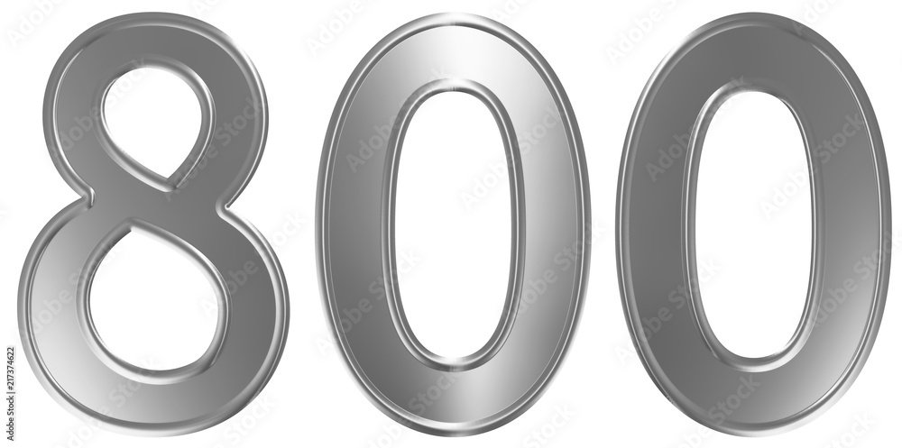 Numeral 800, eight hundred, isolated on white background, 3d render Numeral 800, eight hundred, isolated on white background, 3d render