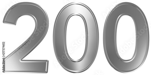 Numeral 200, two hundred, isolated on white background, 3d render