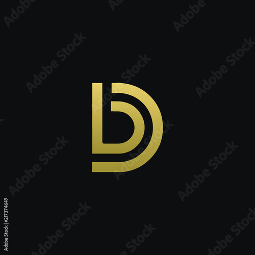 Unique modern trendy DB or BD black and golden color initial based icon logo.