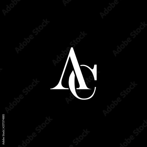 Unique modern trendy AC black and white color initial based icon logo.