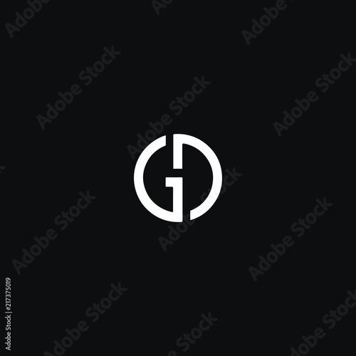 Unique modern trendy GD black and white color initial based icon logo.
