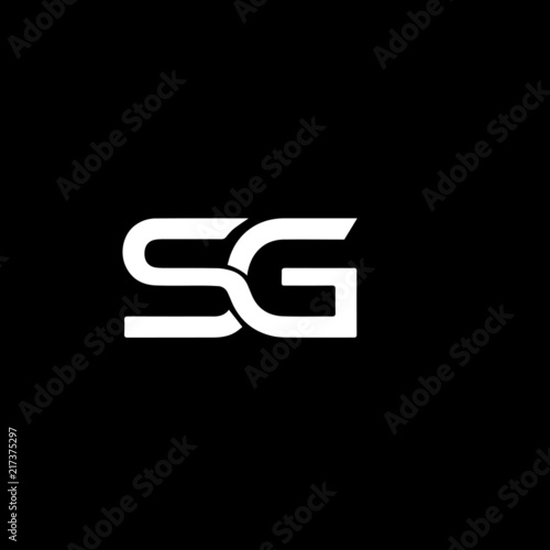 Unique modern trendy SG black and white color initial based icon logo.