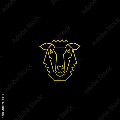 Geometric pattern lamb face black and golden color.