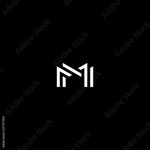 Creative unique modern MM or M black and white color initial based icon logo.