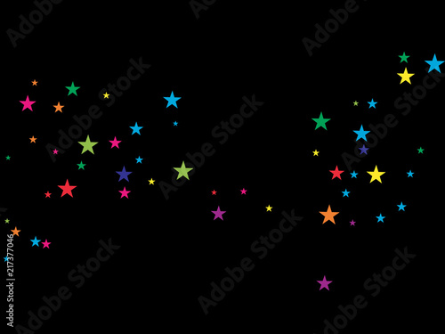 Fototapeta Naklejka Na Ścianę i Meble -  Rainbow Stars Confetti Vector Magic Cosmic Garland. Magic Christmas Lights, Gamour Sparkles, Glitter for Birthday Party Celebration. New Year Holiday Falling Down Stars Confetti, Festival Fireworks.