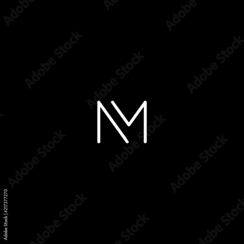 Creative unique modern NM or MN black and white color initial based icon logo. photo