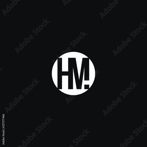 Creative unique modern HM black and white color initial based icon logo.
