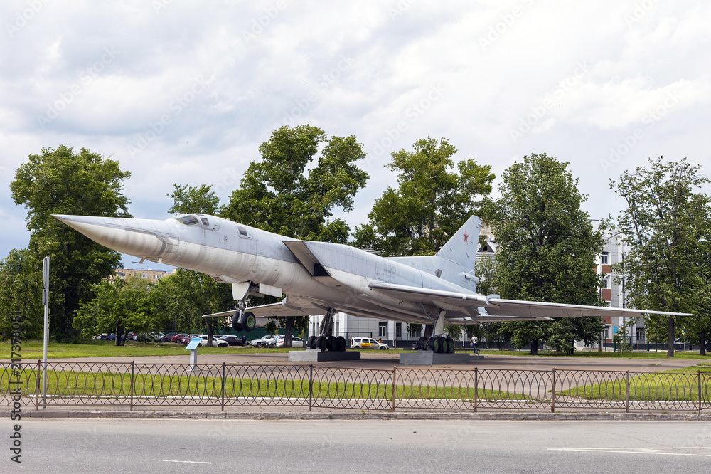 KAZAN, RUSSIA, JUNE 05, 2018: The plane-monument TU-22M3. KAZAN, RUSSIA, JUNE 05, 2018: The plane-monument TU-22M3.