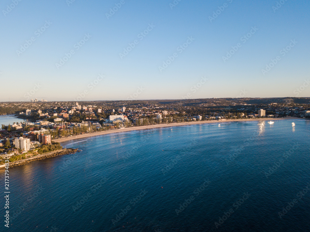 Aerial view of Manly coastline, Sydney.