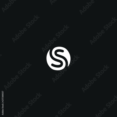 Unique minimal style white and black color SS initial based logo photo