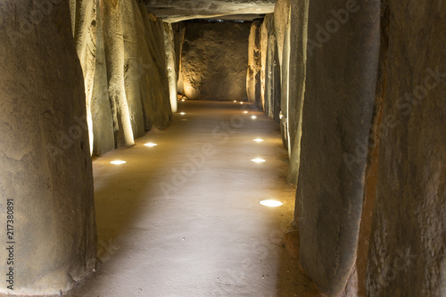 Dolmen de Soto interior. Corridor from entrance  Spain