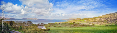 Landscape with a house roof in a county Cork, Ireland