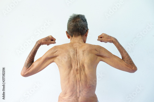 Obraz na płótnie old man Skinny torso in a white background.