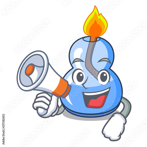 With megaphone alcohol burner character cartoon photo