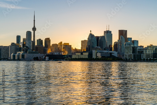 Aerial of Toronto Skyline during Sunset from Waterfront © Global Pic's