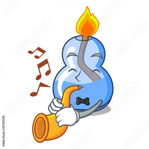 With trumpet alcohol burner mascot cartoon photo