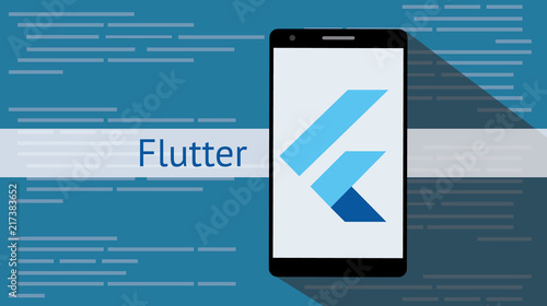 flutter programming language with flat and long shadow photo